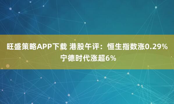 旺盛策略APP下载 港股午评：恒生指数涨0.29% 宁德时代涨超6%